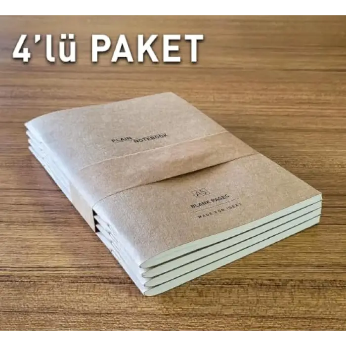 A5 Kraft Kapak Tel Dikişli Defter 4lü Paket