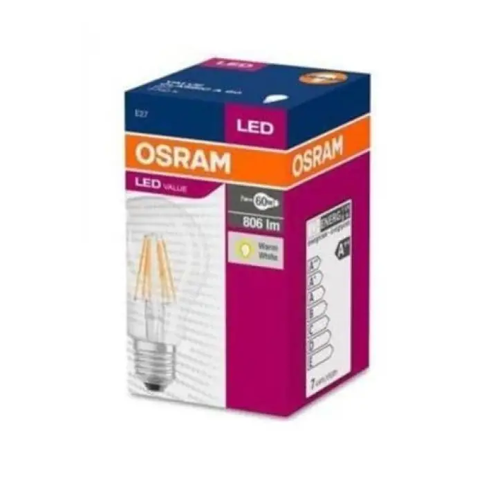 A60 Rustik LED Ampul, 7W (60W), Sarı 2700K, Normal Ampul Boyutu