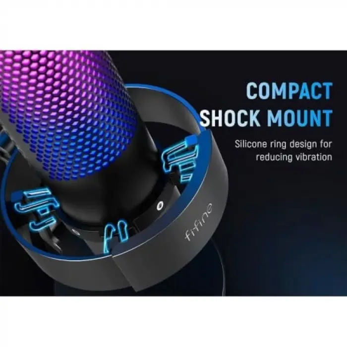 A9 USB RGB LED Işıklı Masaüstü Mikrofon, Siyah