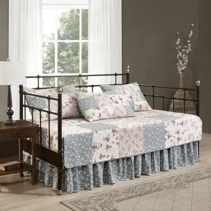 Abbi 5 Parça Patchwork Yorgan Seti, %100 Pamuk, Daybed Boyutu