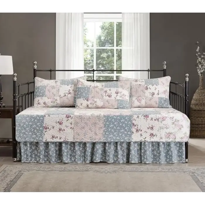 Abbi 5 Parça Patchwork Yorgan Seti, %100 Pamuk, Daybed Boyutu