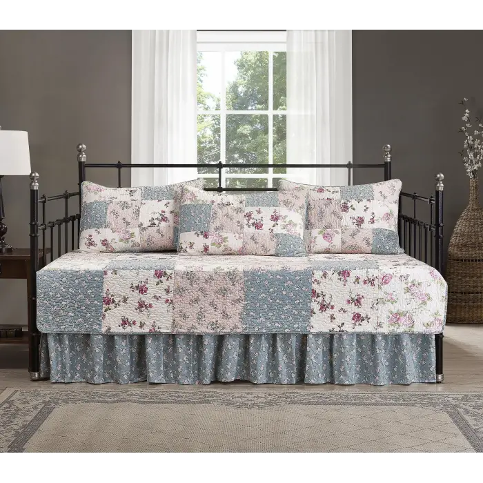 Abbi 5 Parça Patchwork Yorgan Seti, %100 Pamuk, Daybed Boyutu