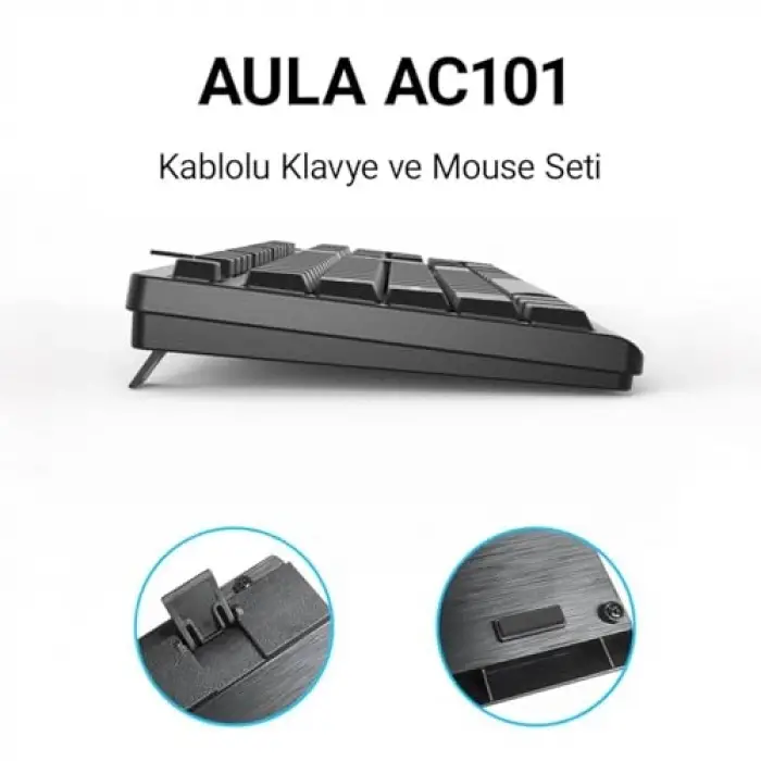 AC101 Kablolu Türkçe Q Klavye ve 1200 Dpı Optik Mouse Seti