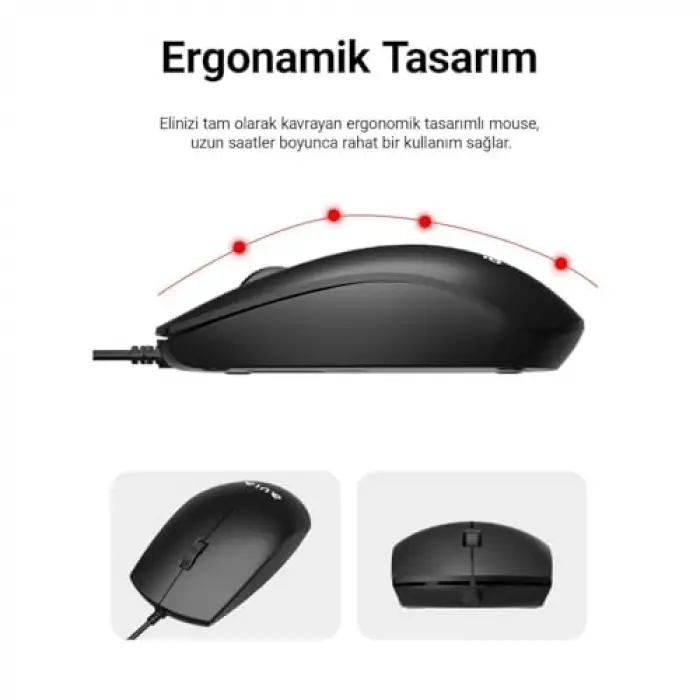 AC101 Kablolu Türkçe Q Klavye ve 1200 Dpı Optik Mouse Seti