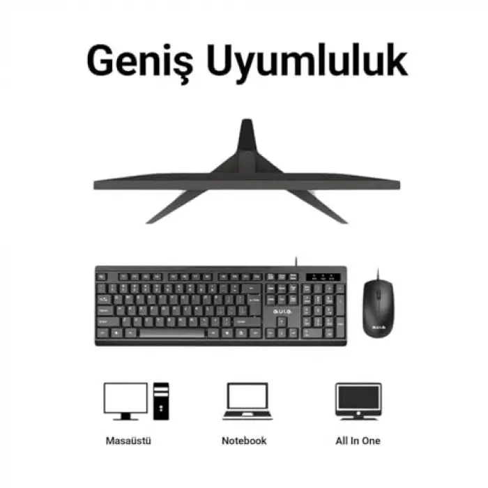 AC101 Kablolu Türkçe Q Klavye ve 1200 Dpı Optik Mouse Seti