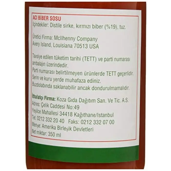 Acı Biber Sosu 350 Ml.