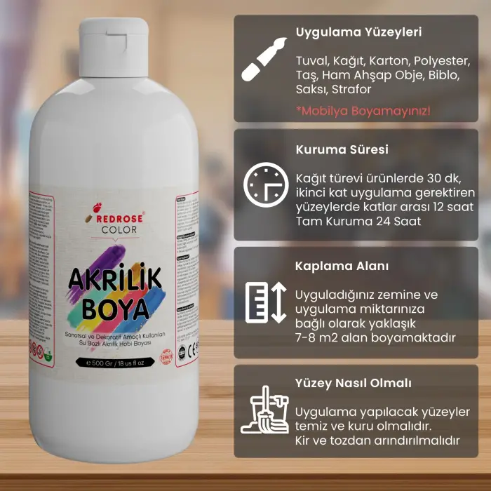 Açık Pembe Akrilik Boya 500 gr