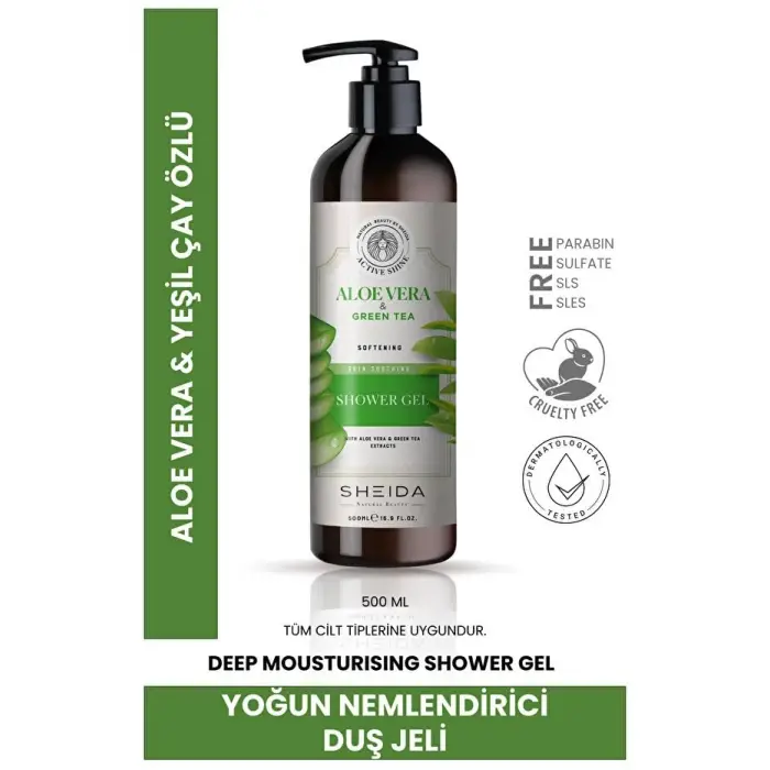 Active Shine Yumuşatıcı Duş Jeli Aloe Ve Yeşil Çay Özlü 500ml