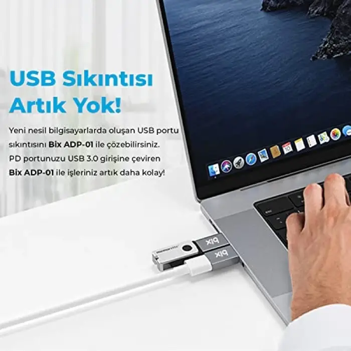 ADP-01 Type-C - USB Adaptör, Type-C Erkek – USB 3.0 Dişi Adaptör MacBook Pro 2021 iMac iPad Mini 6/Pro MacBook Air 2022 ve Diğer Type-C Cihazlarla Uyumlu