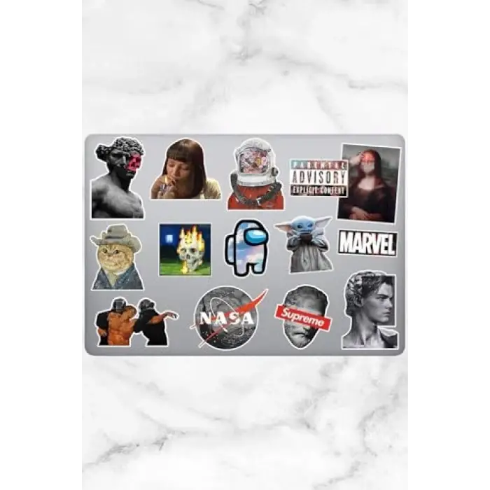 Aesthetic Temalı Laptop Notebook Tablet Sticker Seti 14 Adet