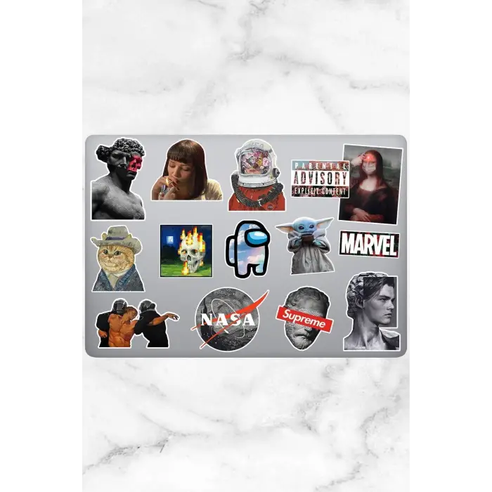 Aesthetic Temalı Laptop Notebook Tablet Sticker Seti 14 Adet
