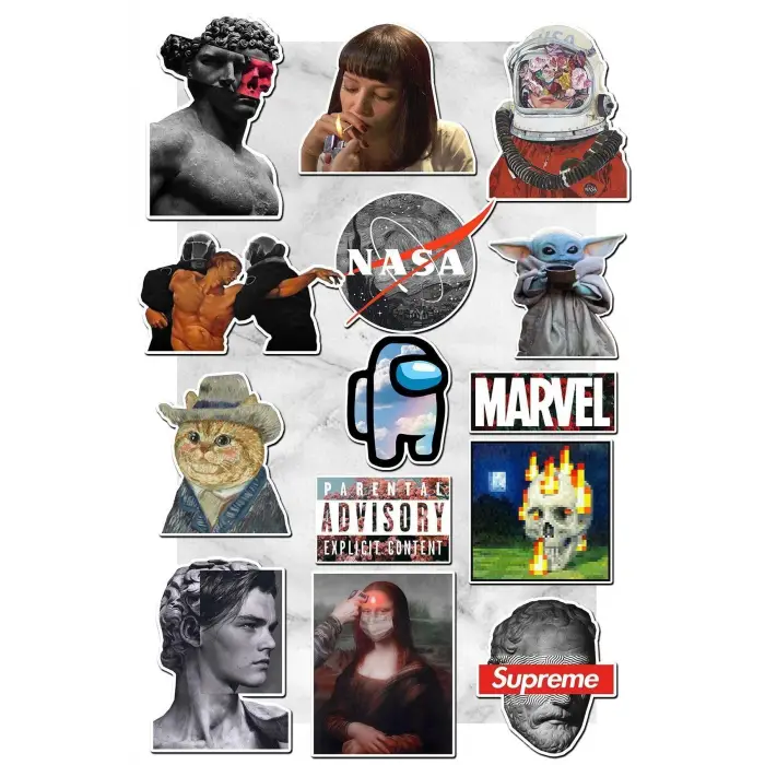 Aesthetic Temalı Laptop Notebook Tablet Sticker Seti 14 Adet