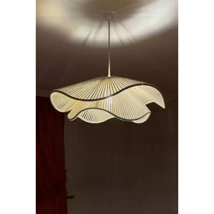 Afralyahome Tekli Sarkıt İskandinav Style Bohem Avize (Ekru)