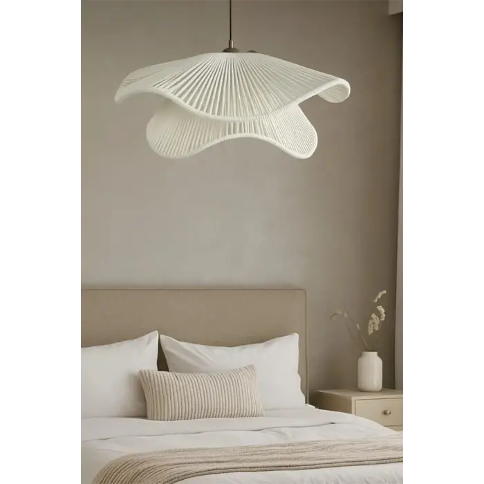 Afralyahome Tekli Sarkıt İskandinav Style Bohem Avize (Ekru)