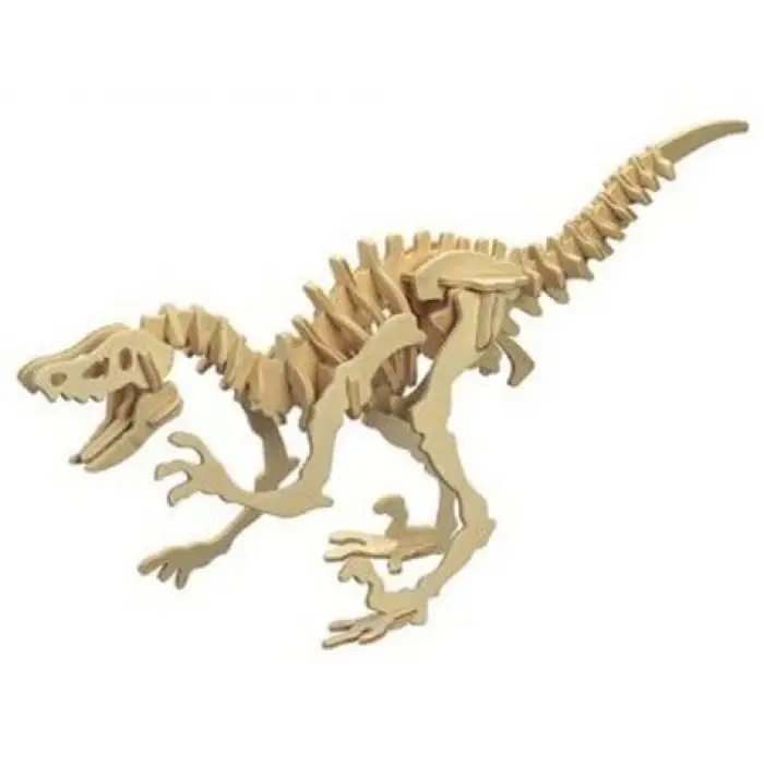Ahşap 3D Dinazor Velociraptor Maketi Puzzle