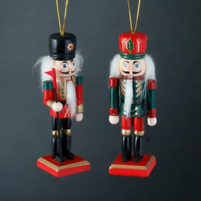 Ahşap Askılı Noel Dekoru, 12 cm, 2 Askılı