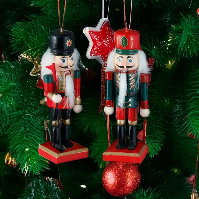 Ahşap Askılı Noel Dekoru, 12 cm, 2 Askılı