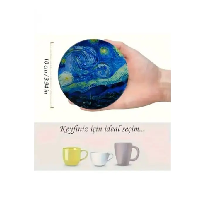 Ahşap bardak altlığı, 6lı, Brd-012