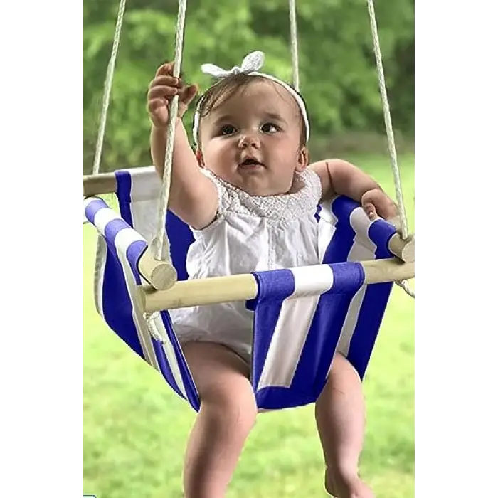 Ahşap Bebek Salıncağı (Mavi)