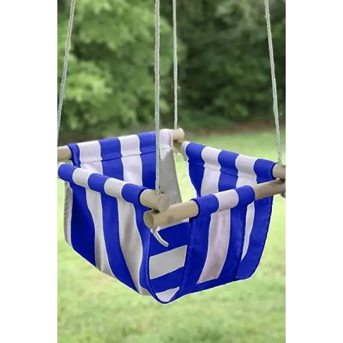 Ahşap Bebek Salıncağı (Mavi)