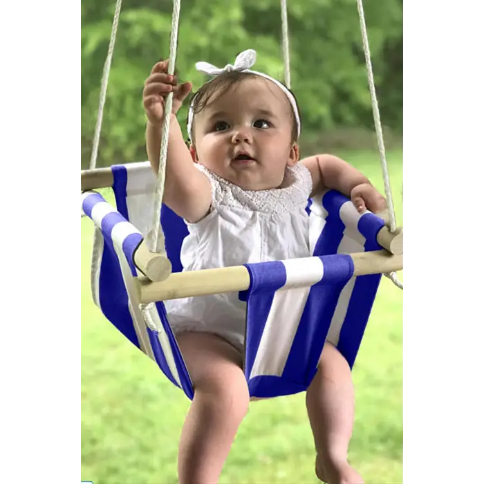 Ahşap Bebek Salıncağı (Mavi)