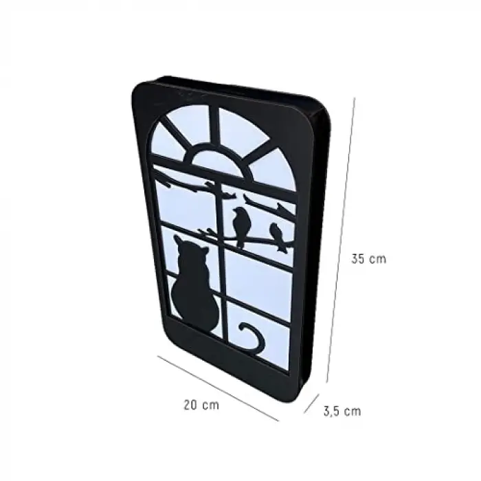 Ahşap Dekor, Deco-7005 Led Işıklı Kedi Desenli