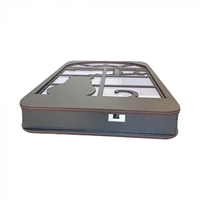 Ahşap Dekor, Deco-7005 Led Işıklı Kedi Desenli