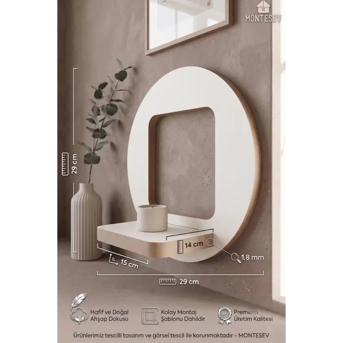 Ahşap Dekoratif Duvar Rafı 2 li Set (MTS-384)
