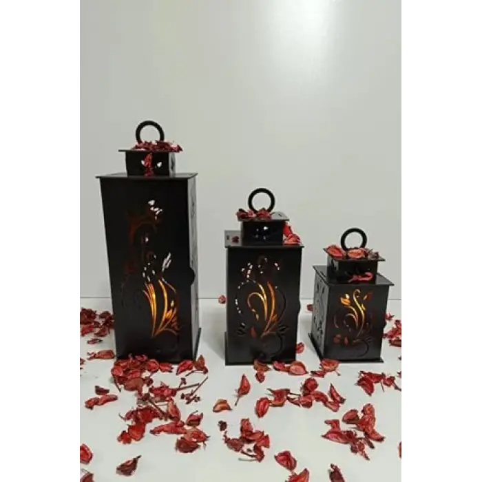 Ahşap Dekoratif Mumluk Siyah 2