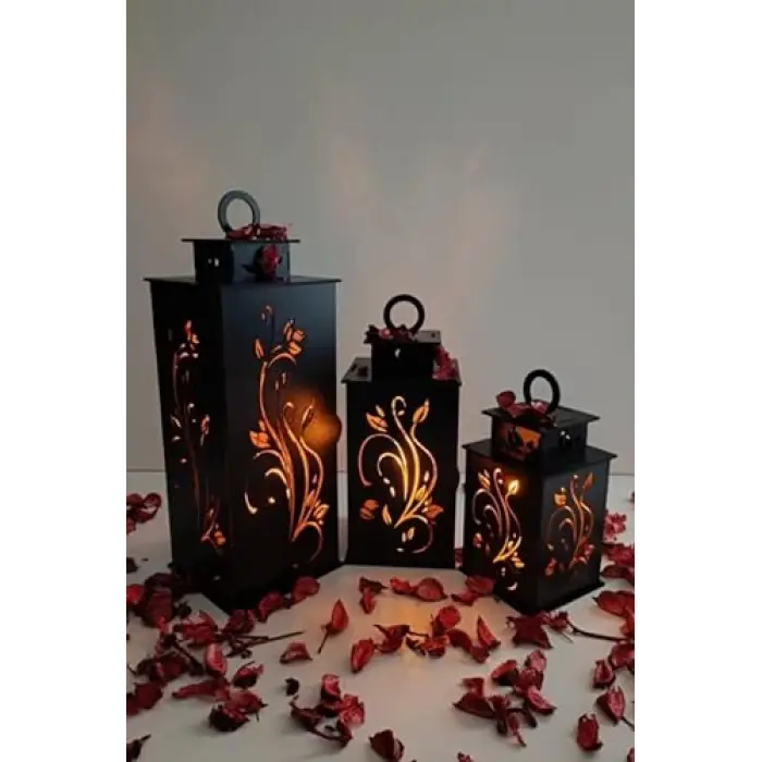 Ahşap Dekoratif Mumluk Siyah 2