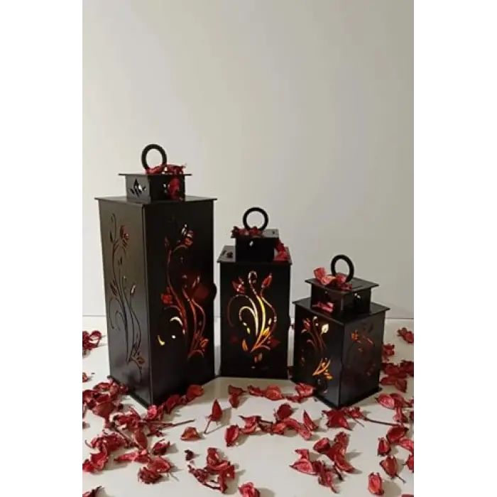 Ahşap Dekoratif Mumluk Siyah 2