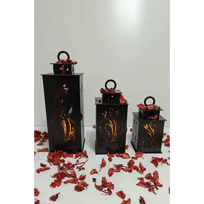 Ahşap Dekoratif Mumluk Siyah 2
