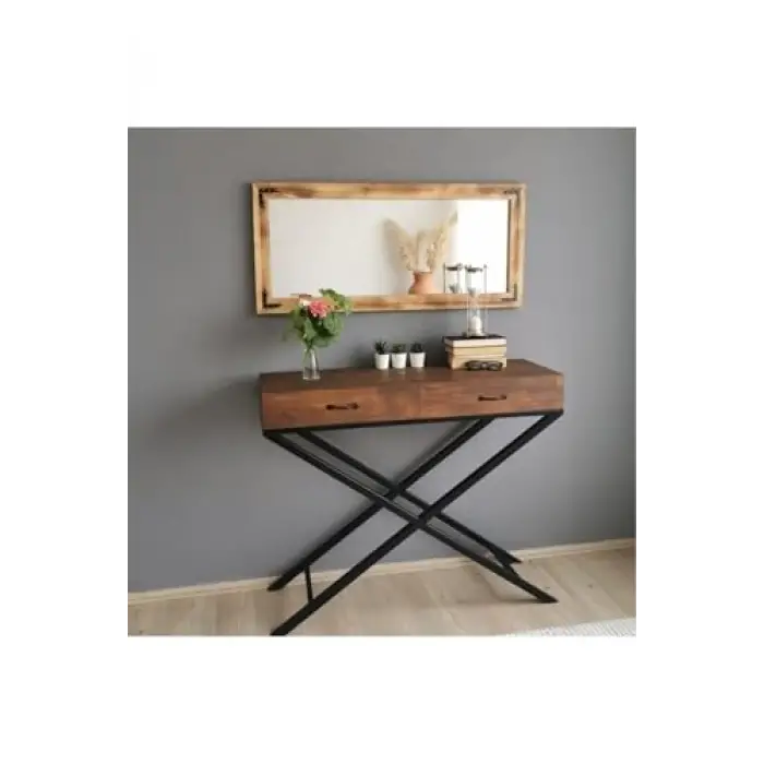 Ahşap Eskitme Dekoratif Ayna 110X50