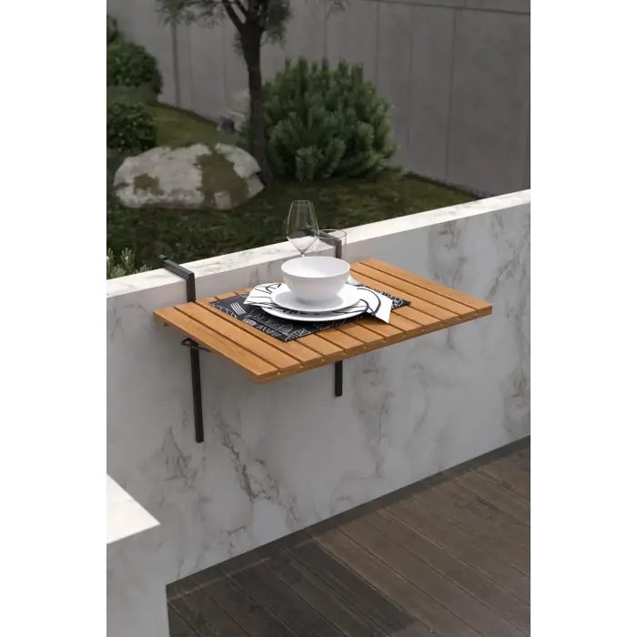 Ahşap Katlanır Balkon Masası