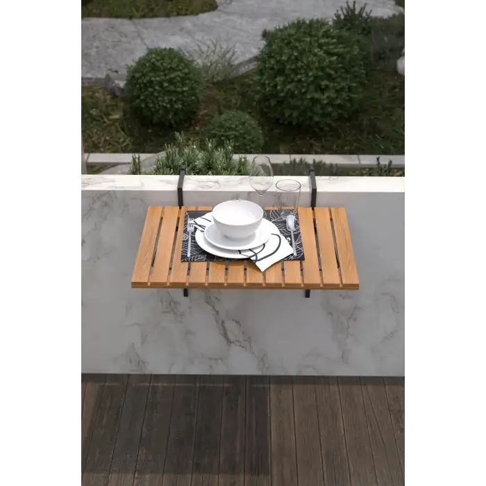 Ahşap Katlanır Balkon Masası