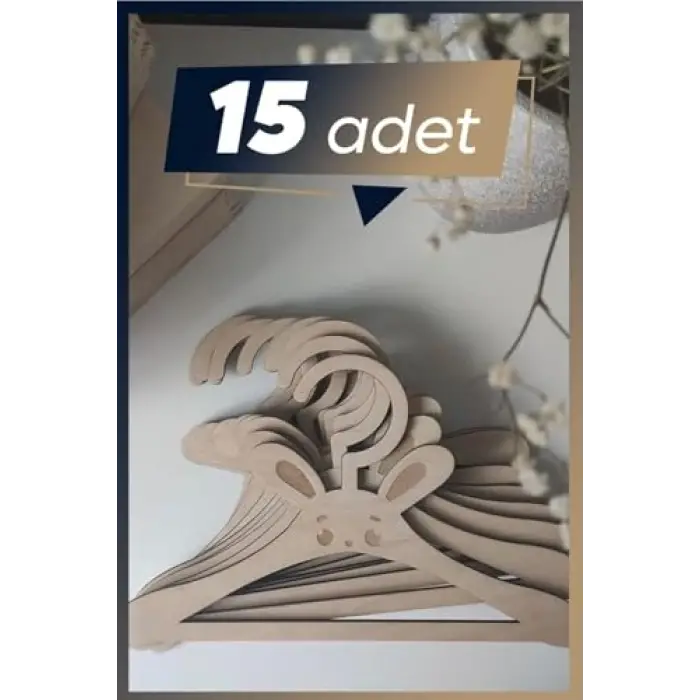 Ahşap Mdf Çocuk Askısı, 15 Adet, Sevimli Askılık Bebek Askılığı