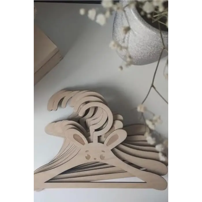 Ahşap Mdf Çocuk Askısı, 15 Adet, Sevimli Askılık Bebek Askılığı