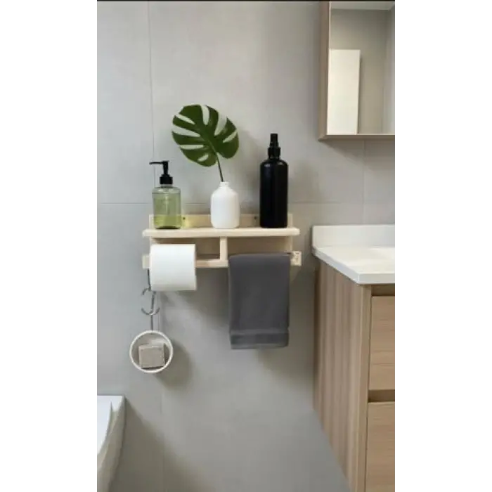 Ahşap sabunluk ve tuvalet kağıtlığı