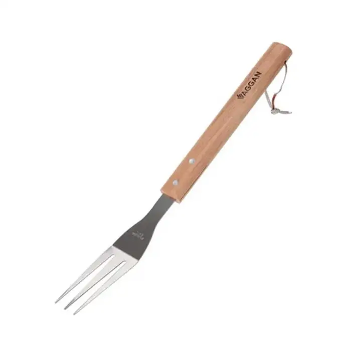Ahşap Saplı Barbekü Çatalı, Paslanmaz Çelik, 38 cm