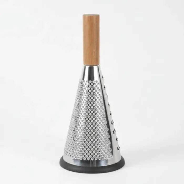 Ahşap Saplı Modern Paslanmaz Çelik Koni Rende 28 x 12 Cm