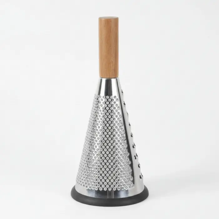Ahşap Saplı Modern Paslanmaz Çelik Koni Rende 28 x 12 Cm