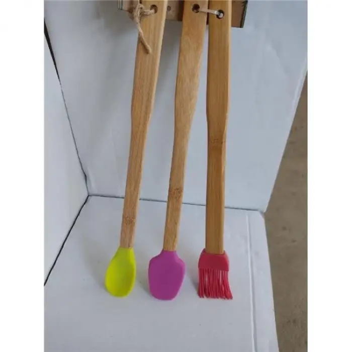 Ahşap Saplı Silikon Spatula Seti, 3lü