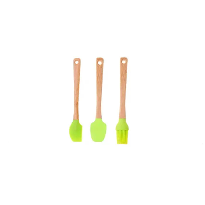 Ahşap Saplı Silikon Spatula Seti, 3lü
