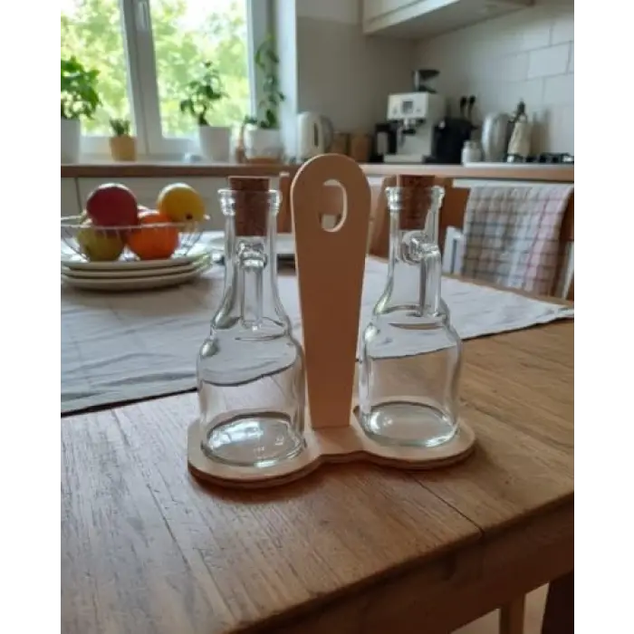 Ahşap Standlı Yağdanlık Seti, 2li