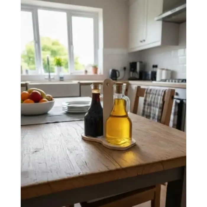 Ahşap Standlı Yağdanlık Seti, 2li