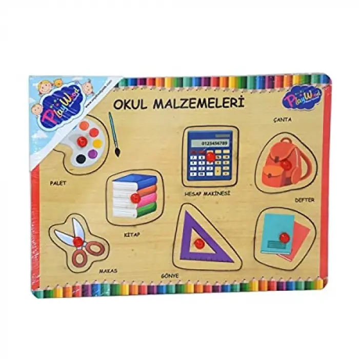 Ahşap Tutmalı Puzzle Okul Malzemeleri