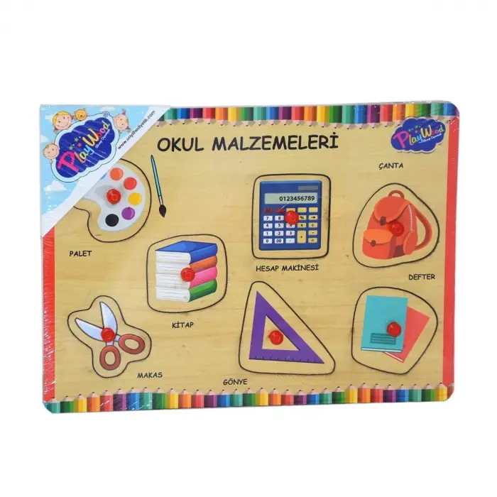 Ahşap Tutmalı Puzzle Okul Malzemeleri