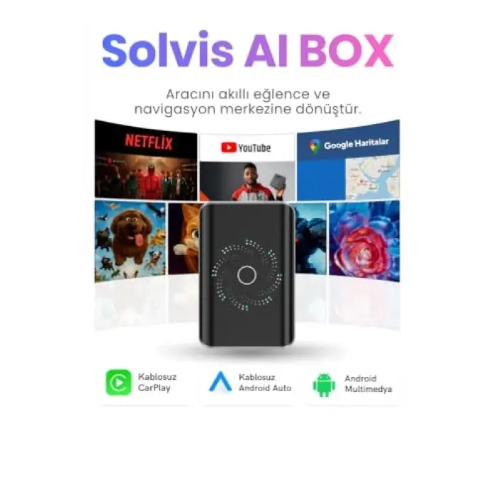 AI Box Kablosuz CarPlay ve Android Auto Multimedya Dönüştürücü