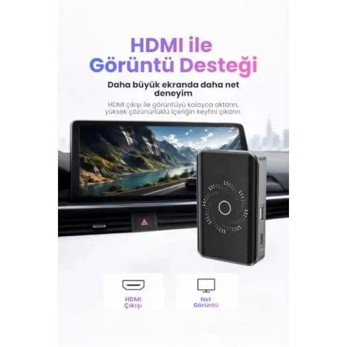 AI Box Kablosuz CarPlay ve Android Auto Multimedya Dönüştürücü