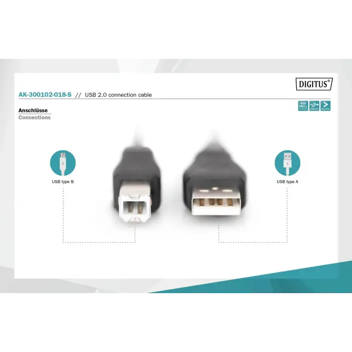 AK-300102-018-E 1.8 m USB 2.0 Yazıcı Kablosu